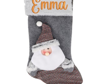 PERSONALISED Deluxe 3D Children's Christmas Snowman Stocking Santa EMBROIDERED 