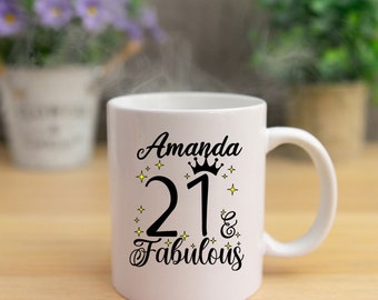 Personalised 21 and Fabulous Mug | 21st Birthday Mug | Gifts for 21 Year Old | 21st Gifts for Her | Gifts for 21 Year Old