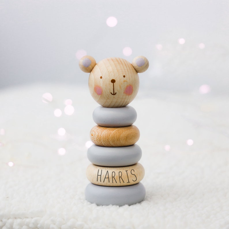 Personalised Wooden Stacking Rings Baby Toy | Stacker Wooden Lion ...