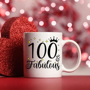 Personalised 100 and Fabulous Mug | 100th Birthday Mug | Gifts for 100 Year Old | 100th Gifts for Her | Gifts for 100 Year Old