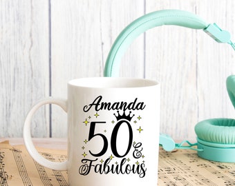 Personalised 50 and Fabulous Mug | 50th Birthday Mug | Gifts for 50 Year Old | 50th Gifts for Her | Gifts for 50 Year Old