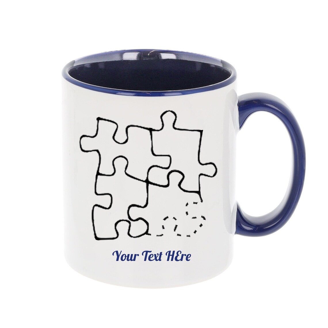 Personalised Blue Puzzle Mug and Coaster Gift Set Filled Etsy