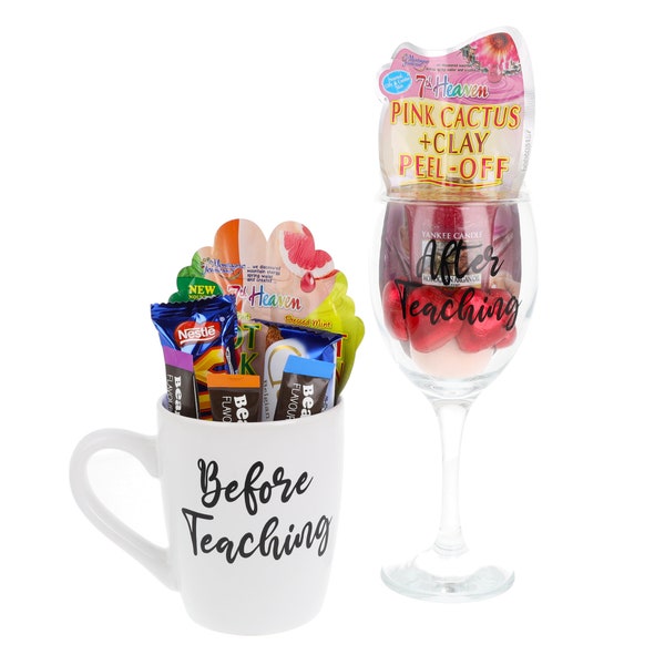 Personalised Mug & Wine Glass Gift Set | Before and After Work | Personalised Filled Gifts | Teacher Gift Set | Thankyou Appreciation