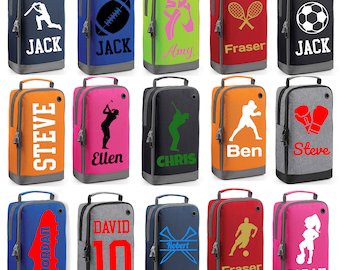 Bolsa de botas personalizada con nombre y diseño / Bolsa de zapatos Regalo personalizado para niños él o ella / Kit de gimnasio de botas / Bolsa de tenis de rugby de baile de críquet deportivo