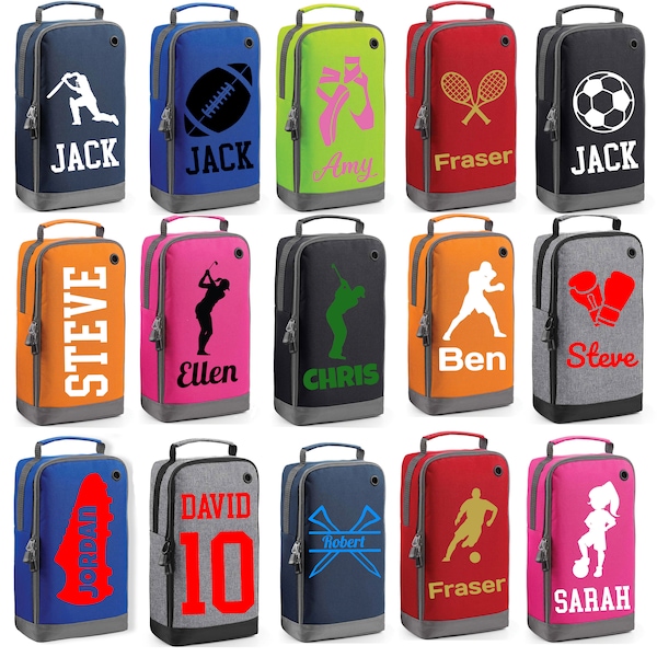 Bolsa de botas personalizada con nombre y diseño / Bolsa de zapatos Regalo personalizado para niños él o ella / Kit de gimnasio de botas / Bolsa de tenis de rugby de baile de críquet deportivo