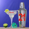 Personalised 21st Birthday Cocktail Shaker Set, Margarita Glass, Straw & Umbrella
