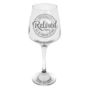 Officially Retired Engraved Retirement Wine Glass Gift Tallo Wine Glass Funny Retirement Gift Retired Leaving Gift for Women or Men immagine 7