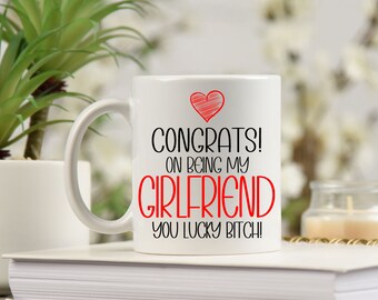Funny Girlfriend Mug & Coaster Set | Congrats On Being My Girlfriend Valentines Mug