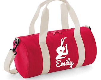 Personalised Gymnast Custom Barrel Bag for Girl Gymnastics | Bags for Kids Gym & Sports Equipment Storage | 20x20x40cm 12L Gymnast Design