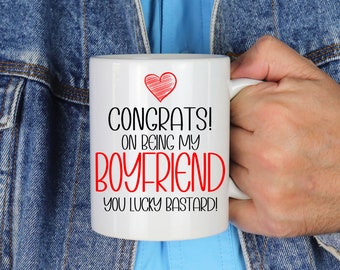 Funny Mug for Boyfriend Congrats On Being My Boyfriend Mug and/or Coaster | Gifts for Boyfriend | Funny Boyfriend Birthday Gift for Him