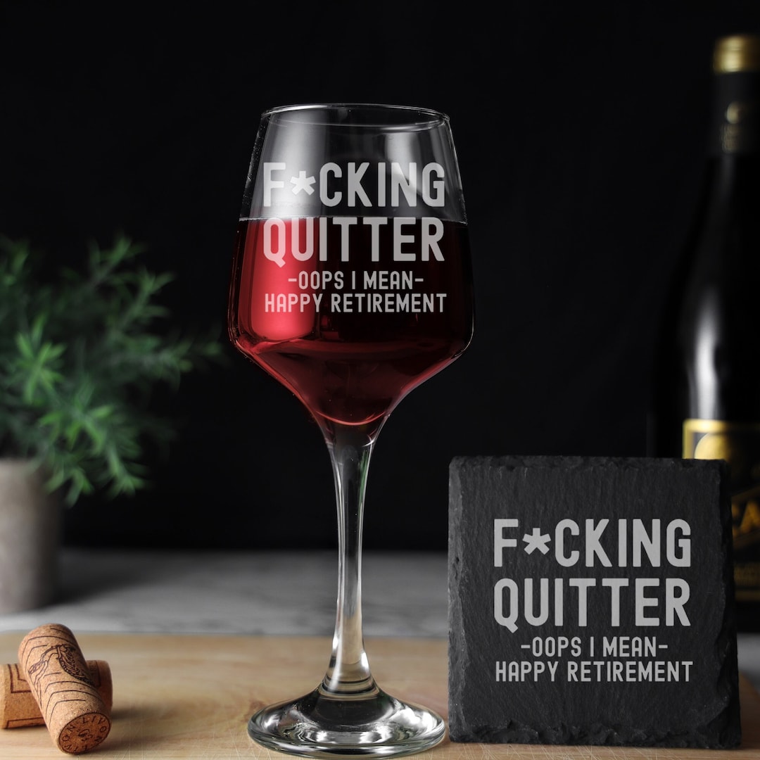 Engraved Retirement Wine Glass Gift Funny Retirement Gift Coworker