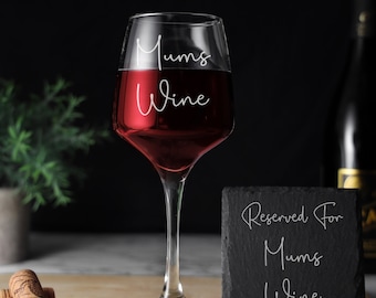 Engraved Wine Glass for Mum Wine Glass and/or Coaster Gift Set | Mums Wine Lover Gift | Birthday Gift for Mum | Custom Etched Wine Glass