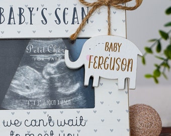 Personalised Engraved Baby Scan Photo Frame - Pregnancy Announcement Frame - New Parents To Be Gift - Baby Shower - Engraved elephant