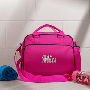 Gepersonaliseerde meisjessporttas met naam Kinderen Kindertas Dansen Zwemmen Gymnastiek Dansballettas Schoolsporttas ALLE kleuren Hot Pink