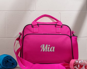 Sac de sport personnalisé pour fille avec nom | Sac pour enfants | Danse Natation Gymnastique | Sac de ballet de danse | Sac de sport scolaire | TOUTES les couleurs