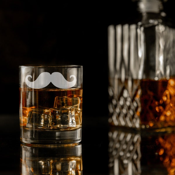 Engraved Funny Whisky Glass Gift for Men Moustache Glass | Birthday Gift for Him | Fathers Day Present | Funny Glass for Him | Best Man Gift