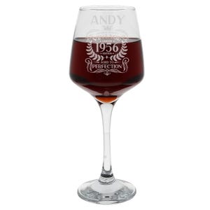 Vintage 1956 Engraved Wine Glass - Personalised 70th Birthday Aged to Perfection – 70 Year Old Gifts Wine Glass & Optional Coaster Set image 20