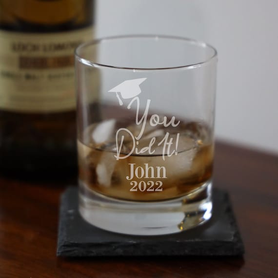 Verre à whisky personnalisé avec logo et texte, cadeaux de