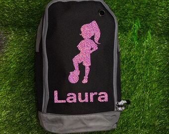 Nom personnalisé ou initiales du sac à chaussures de football pour fille | Cadeau sac de football pour elle | Footballeuse | Nom personnalisé sur le sac à chaussures de football