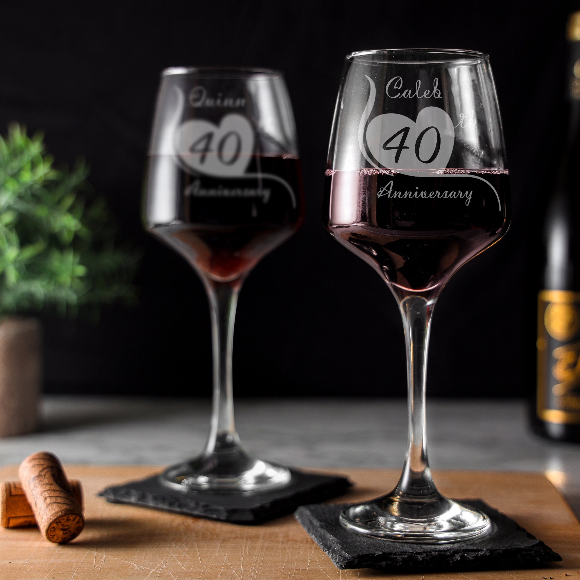 Personalised 40th Wedding Anniversary Engraved Wine Glass Butler Caddy Gift  Set | Ruby Anniversary Gift for Couples | 40 Years Married - Etsy