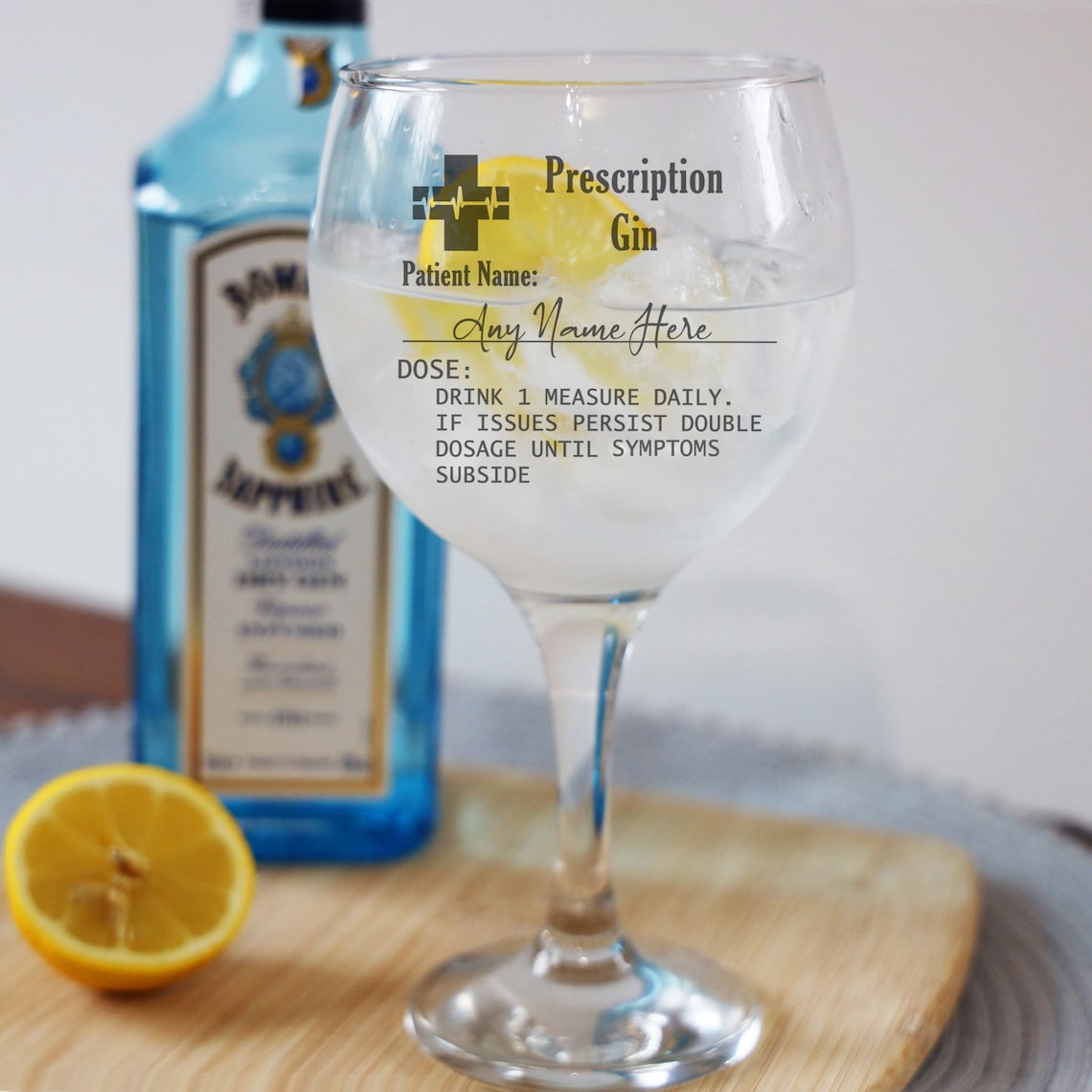 Personalised Engraved Gin Glass Prescription Gin Novelty Etsy UK
