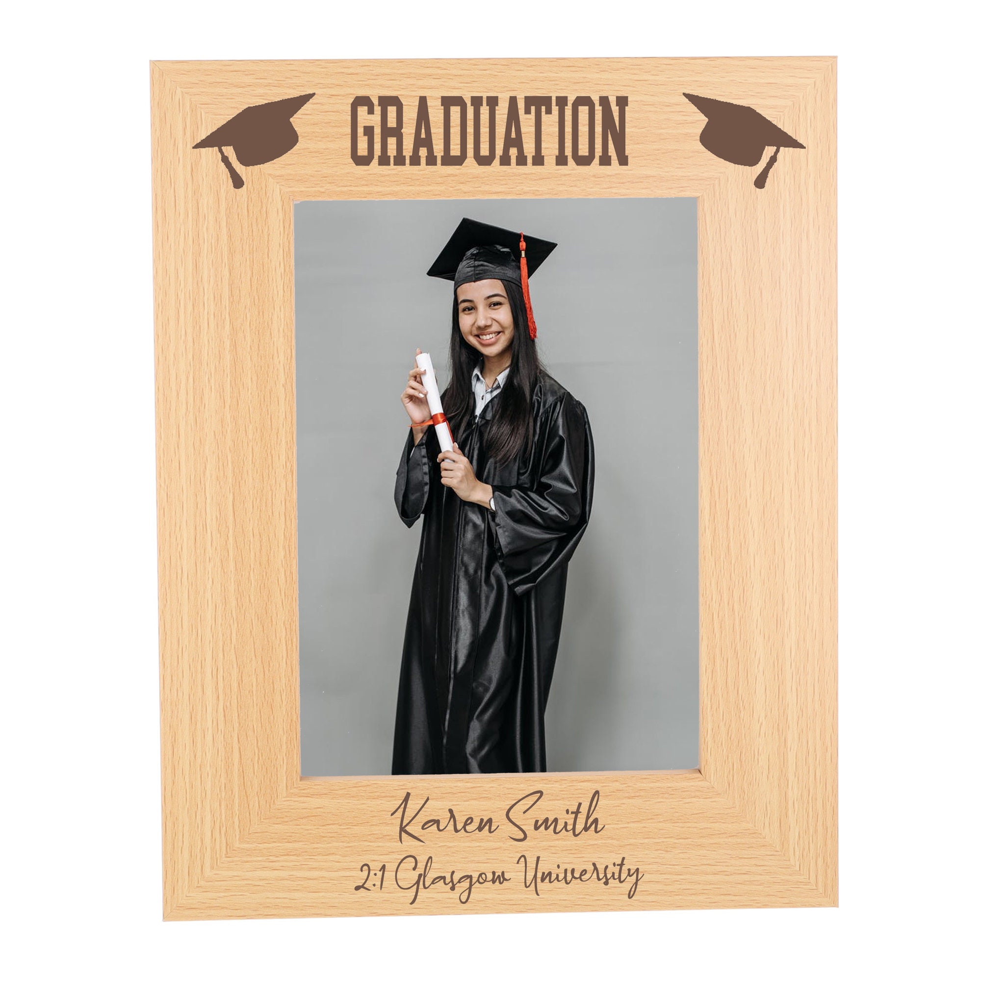 Personalised Graduation Wooden Photo Frame | Engraved Picture Frame ...