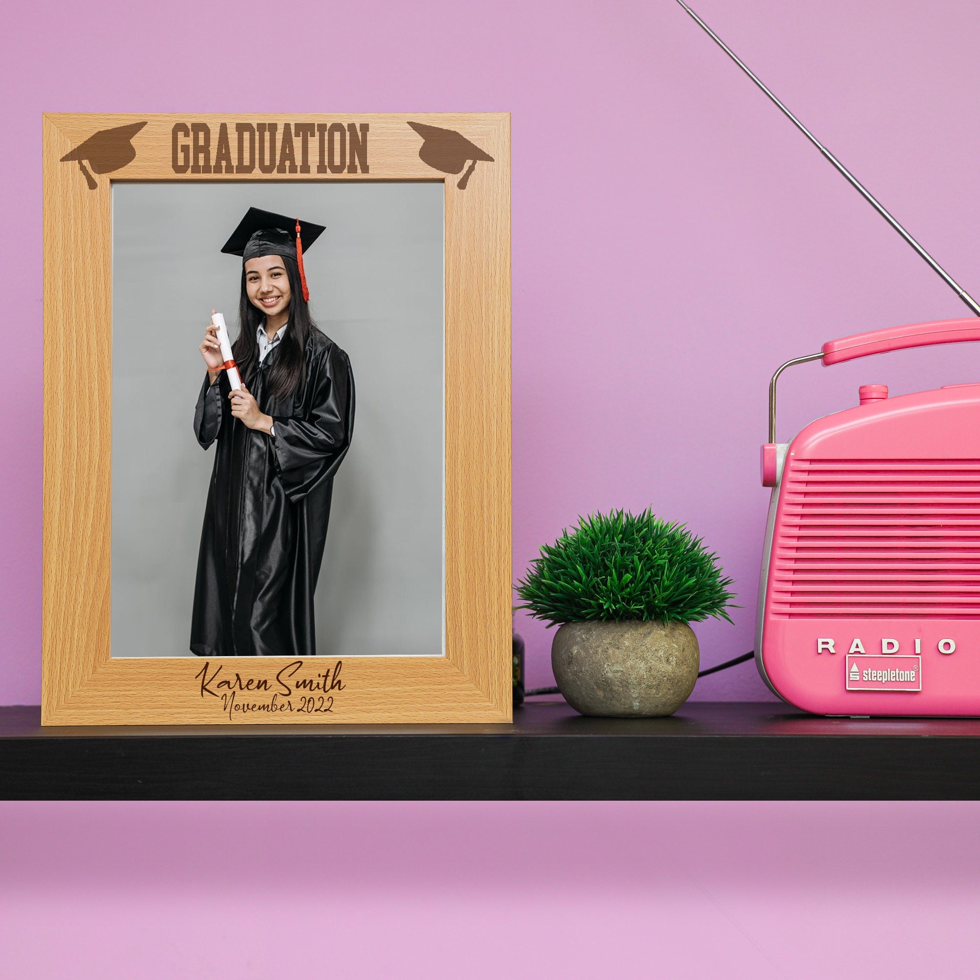 Graduation Card Frame Personalised Graduation Wooden Photo Frame | Engraved Picture Frame ...