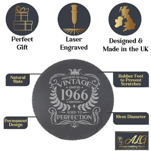 Copo de uísque vintage gravado de 1966 - Personalizado para o 60º aniversário - Envelhecido à perfeição - Presente para quem completa 60 anos - Copo para uísque bourbon e escocês imagem 18