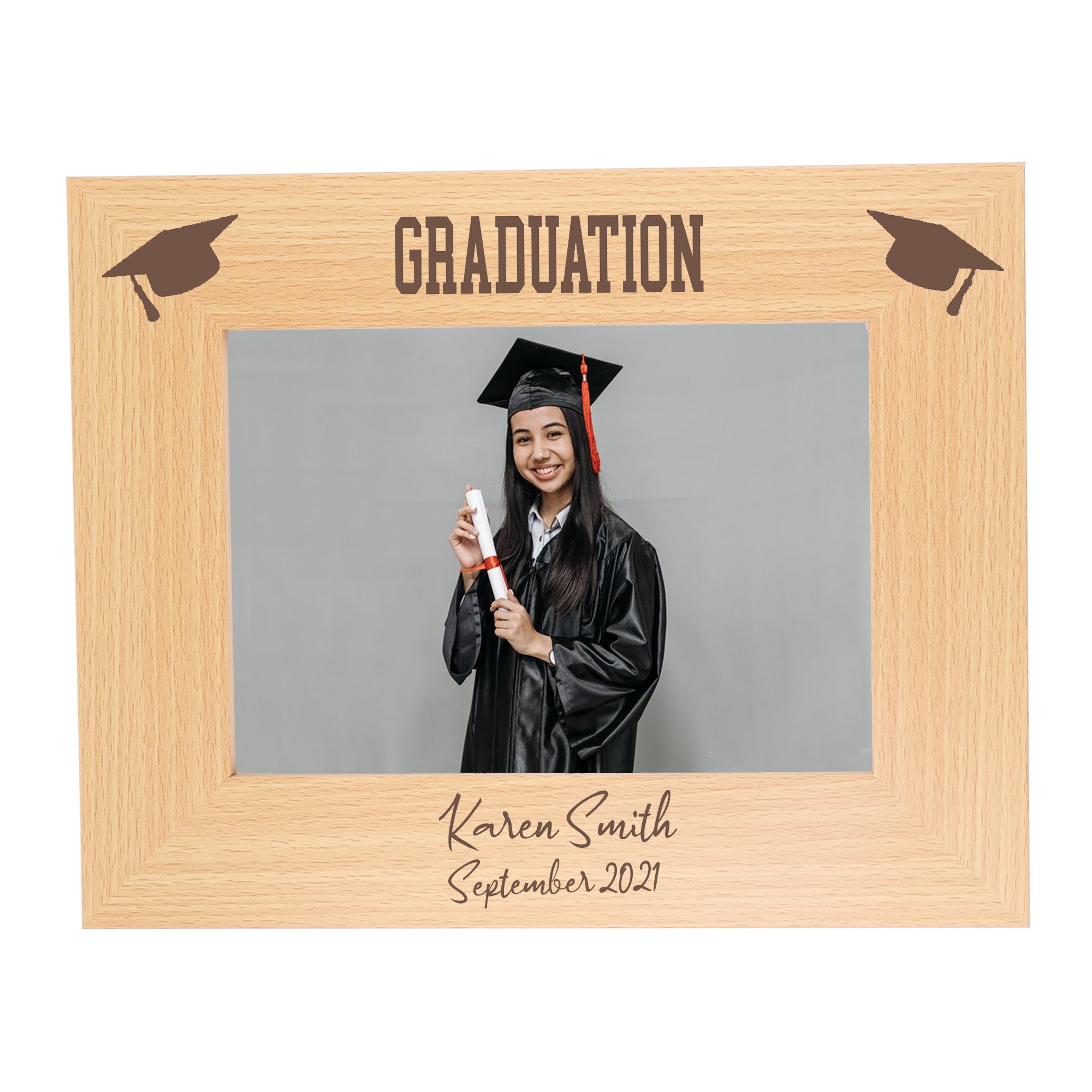 Personalised Graduation Wooden Photo Frame | Engraved Picture Frame ...