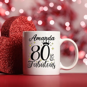 Personalised 80 and Fabulous Mug | 80th Birthday Mug | Gifts for 80 Year Old | 80th Gifts for Her | Gifts for 80 Year Old
