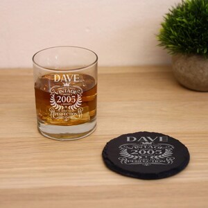 Personalised Vintage 2005 Engraved Whiskey Glass - 21st Birthday Aged to Perfection – 21 Year Old Gifts Bourbon Scotch Whisky Tumbler Glass image 19