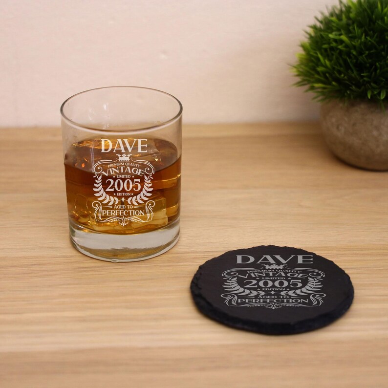 Personalised Vintage 2005 Engraved Whiskey Glass - 21st Birthday Aged to Perfection – 21 Year Old Gifts Bourbon Scotch Whisky Tumbler Glass image 19