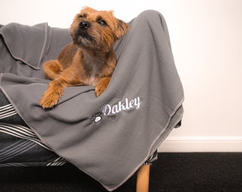 Personalised Dog Blanket Embroidered With Name | Pampered Pooch Gift | Fleece Comforter for New Puppy | Gift for Dogs Birthday | Pet Owners