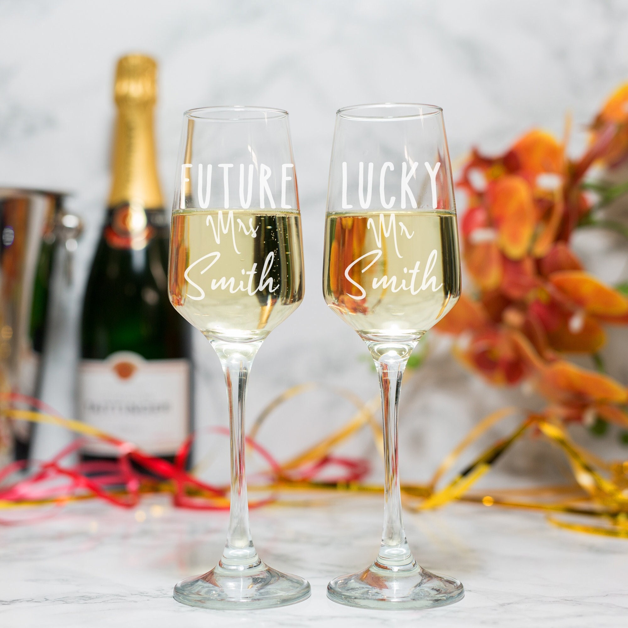 Champagne glasses 2024 with initials