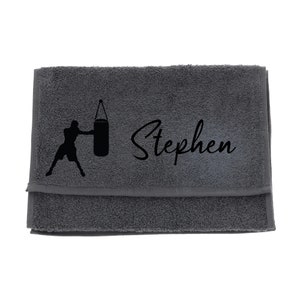 Personalised Embroidered Boxing Towel | Boxing Gym Towel Gift for Boxers | Personalised Fitness Gift With Name | Sports Towel for Men Women