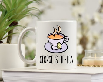 I Am Fif-Tea Funny 50th Birthday Mug and Coaster - Personalised 50 Year Old Gifts - 50th Birthday Gift Idea - Gift for Tea Lovers - Tea Mug