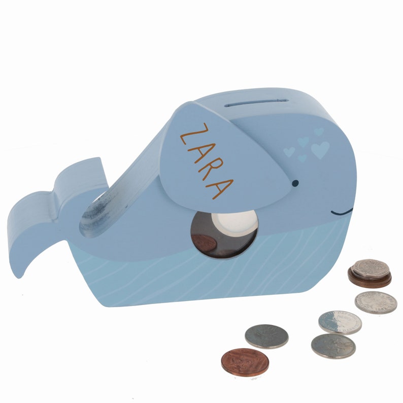 Banco de caja de dinero de león grabado personalizado Hucha de dinero de bolsillo para niños Regalo de caja de dinero de animales de madera para bebés y niños imagen 8
