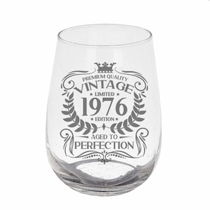 Vintage 1976 Engraved Stemless Gin Glass and/or Coaster Personalised 50th Birthday Gift Aged to Perfection – Gift for Her 50 Year Old Gifts immagine 12