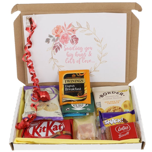 Afternoon Tea & Biscuit Hamper Letterbox Gift  Box | Hug In A Box | Coffee Tea Hot Chocolate Lover Gift | Cream Tea | Birthday Gifts |