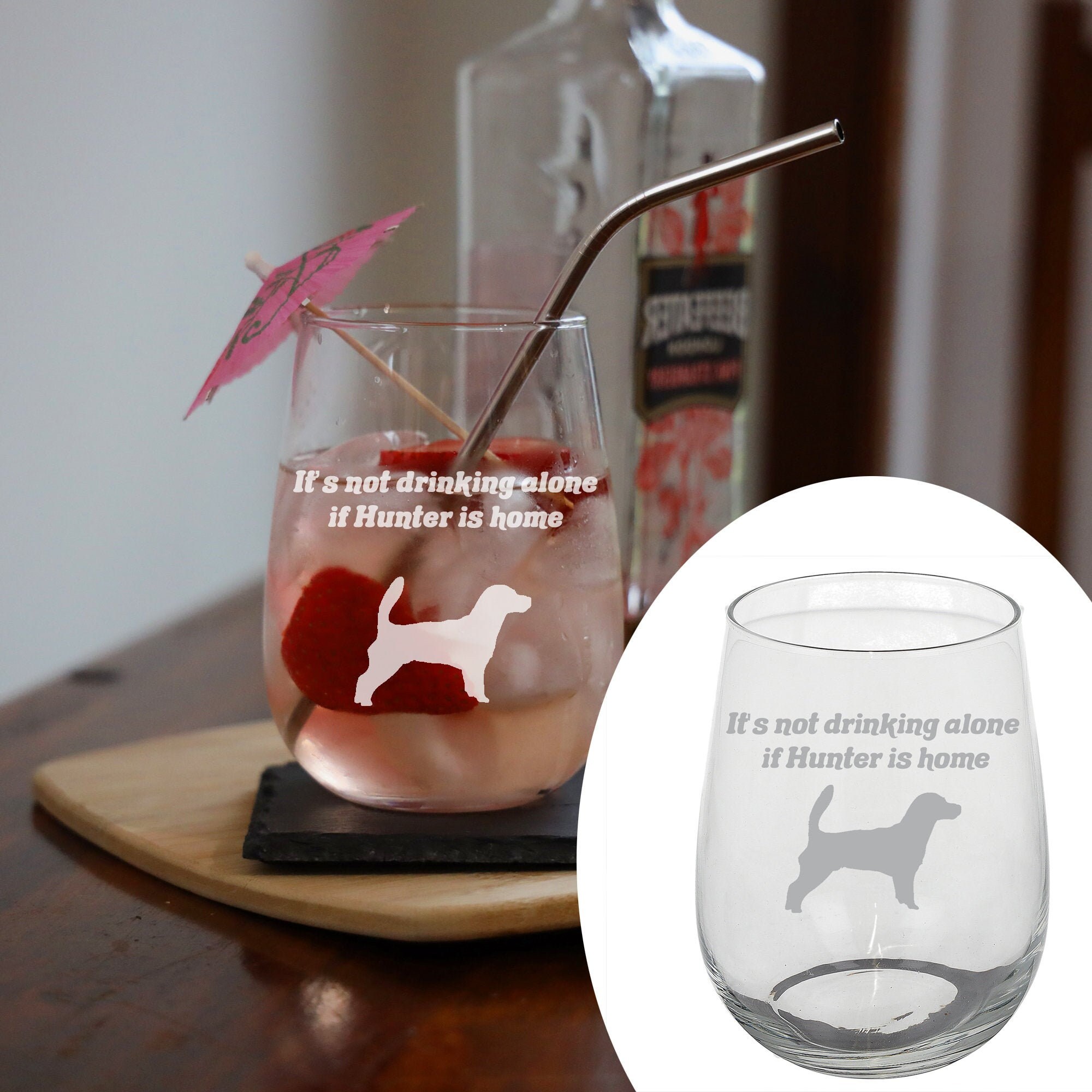 JACK RUSSELL DOG  DESIGN ON  LARGE BALLON GIN GLASS 