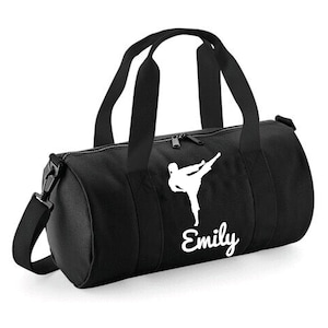 Personalised Karate Kick Design Barrel Bag 12L - Stylish and Durable Duffel Bag for kids, Lightweight Holdall, Custom Name Option
