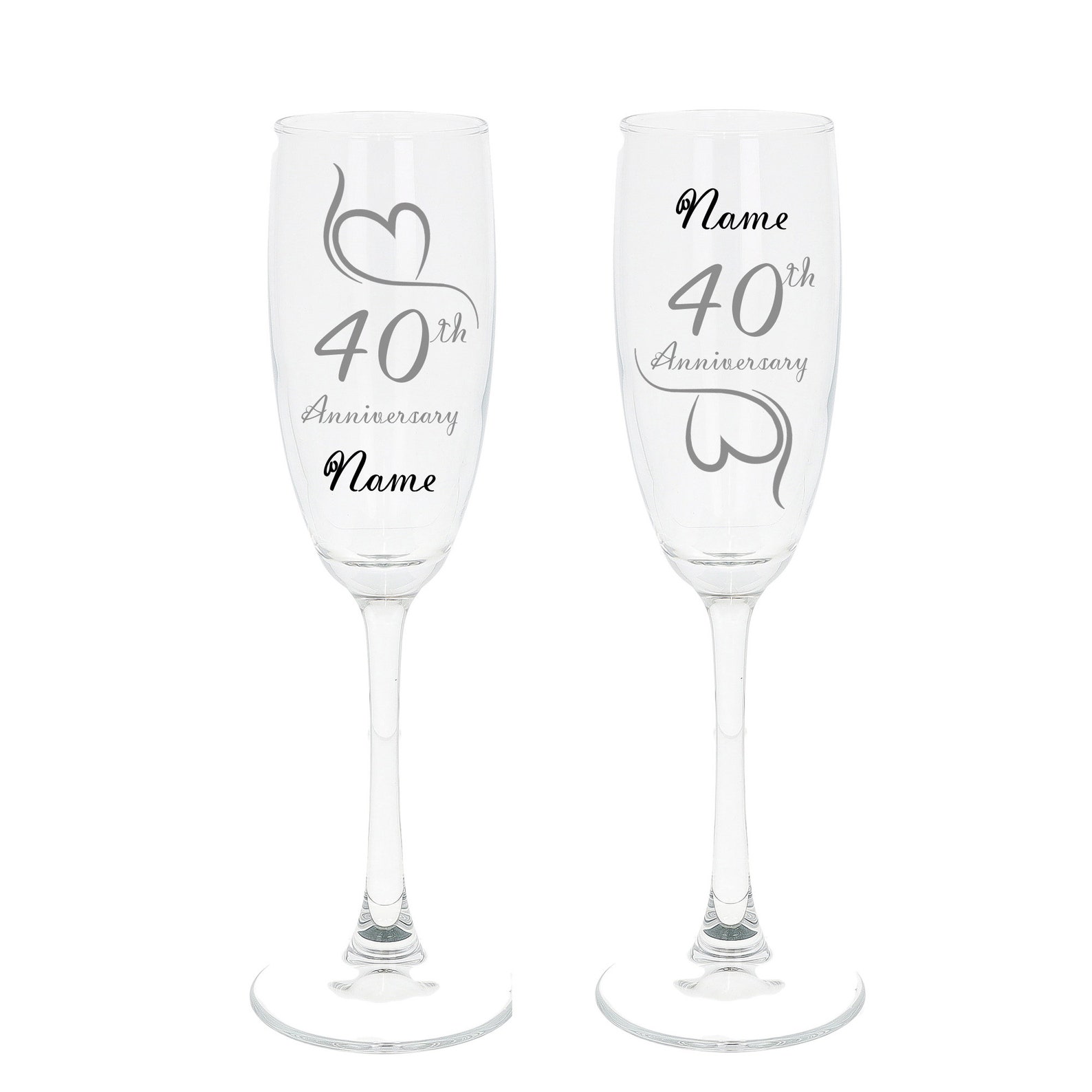 Personalised Engraved Ruby Wedding Anniversary Champagne Glass Etsy UK