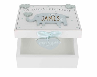 Personalised Baby Keepsake Box | Blue Baby Boy Memory Box | Engraved Children's Keepsake Box | Baby Box Newborn Gift | Baby Shower Gift