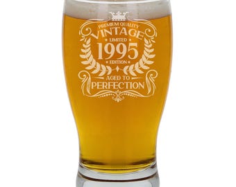 Vintage 1959 Etched 16oz Beer Can Glass 60th Birthday Aged