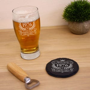 Vintage 1976 Engraved Beer Pint Glass - Personalised 50th Birthday Gift – 50 Year Old Aged to Perfection Beer Cider Lager Tulip Pint Glass image 6