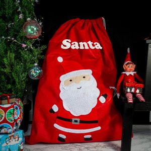 Personalised Embroidered Large Christmas Santa Sack | Jumbo Christmas Stocking | Kids Custom Xmas Red Present Bag | Oversized Gift Sack |