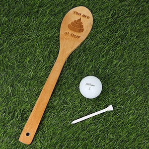 Engraved Golf Wooden Spoon Ideal Booby Prize or Loser Golfing Trophy | Funny Golf Joke Engraved Wooden Spoon Gift | Worst Award Poo at Golf