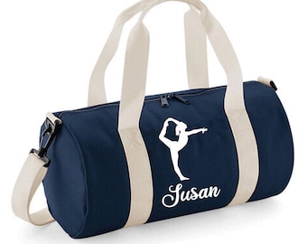 Personalised Dancing Barrel Bag for Girls Gymnastics | Bags for Kids Gym & Sports Equipment Storage | 20x20x40cm 12L Gymnast Design on Bag