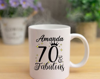 Personalised 70 and Fabulous Mug | 70th Birthday Mug | Gifts for 70 Year Old | 70th Gifts for Her | Gifts for 70 Year Old
