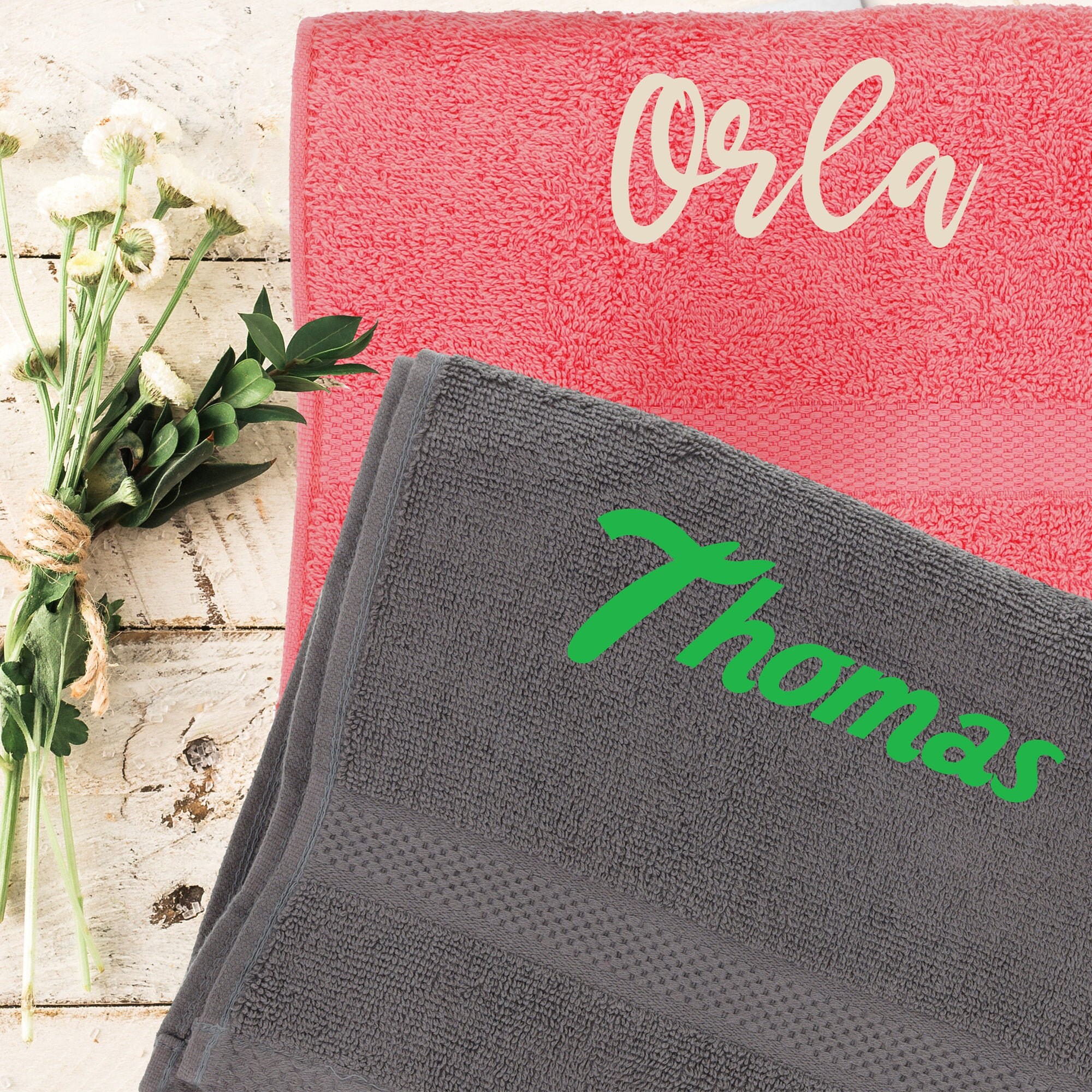 Personalised Embroidered Name Towel Medium Large Bath/Hand Etsy